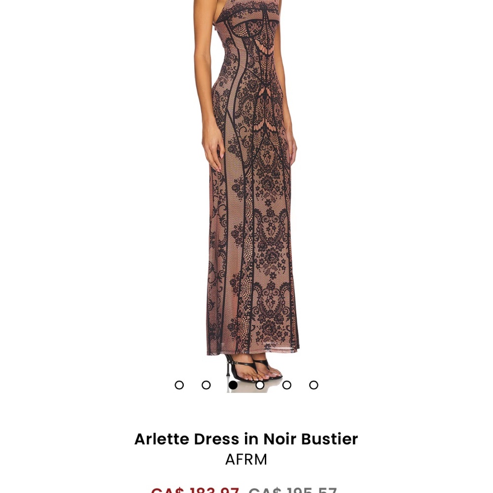 REVOLVE Nude and Black Lace Backless Halter Gown - Picture 2 of 6